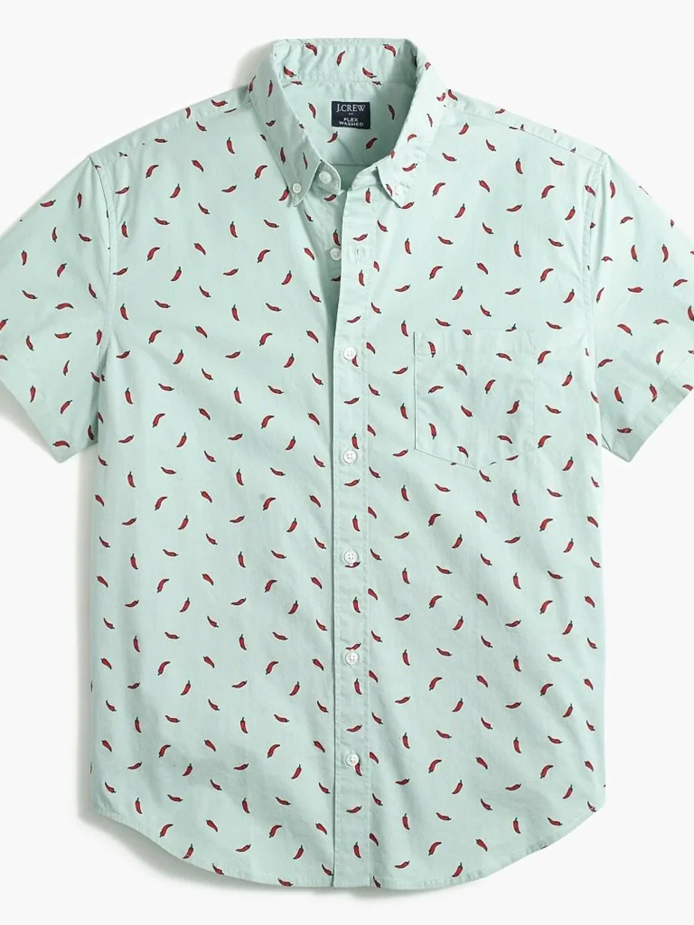 NWT J. Crew Size Large Gray Short Sleeve Slim Hot Chili Pepper Print Shirt NEW